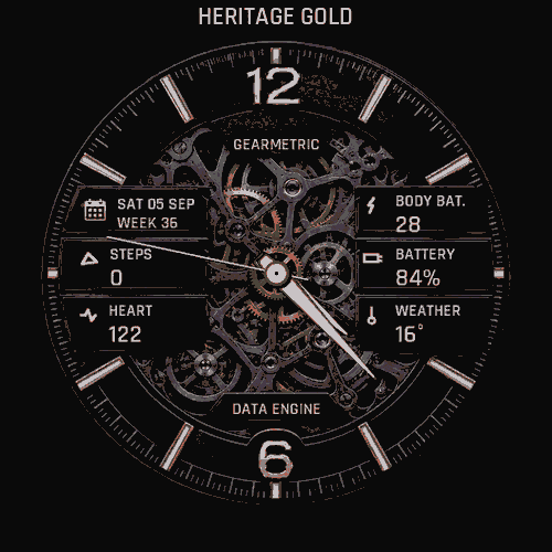 GearMetric Pro | Mechanical Data Watch Face · Screenshot 0