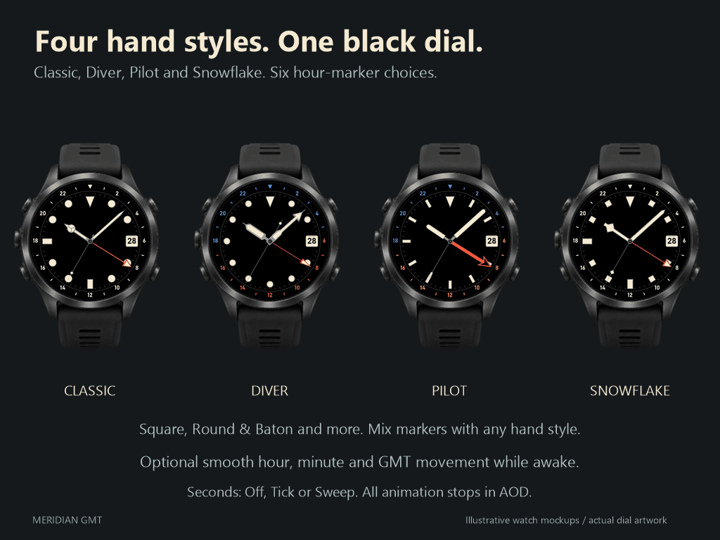Meridian GMT: Analog Watch Face · Screenshot 4