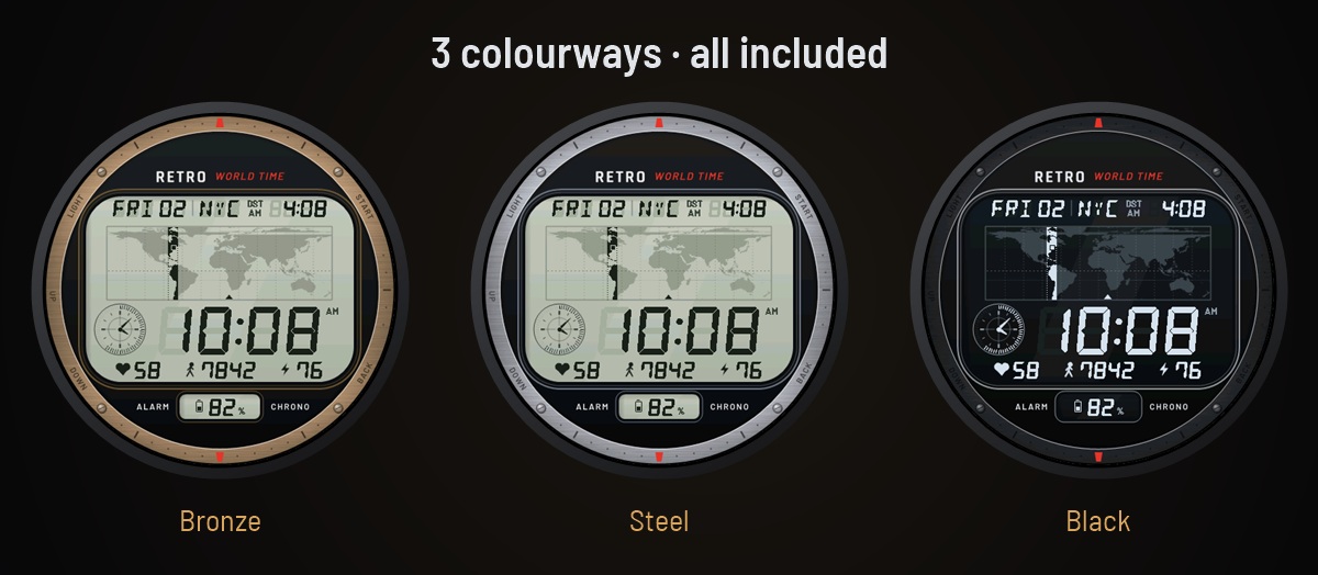 Retro World - 80s World Time LCD Watch Face · Screenshot 1