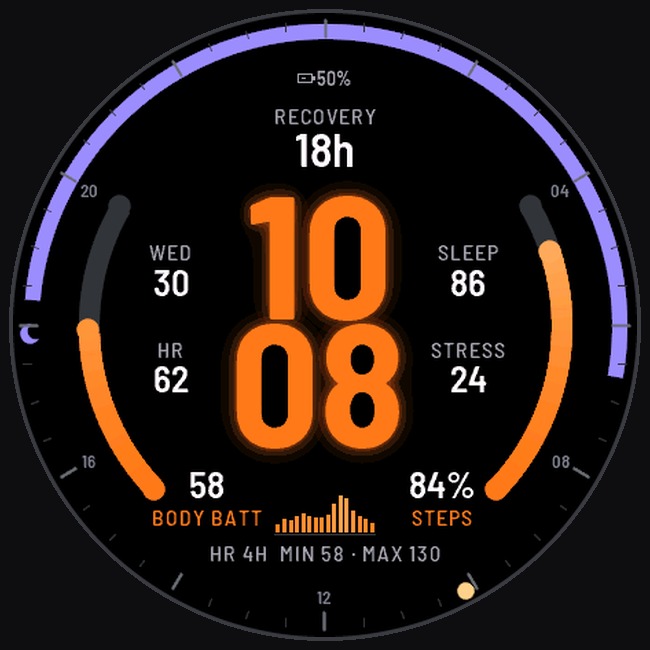 Metric: Big Numbers & Body Battery | Graticule · Screenshot 0