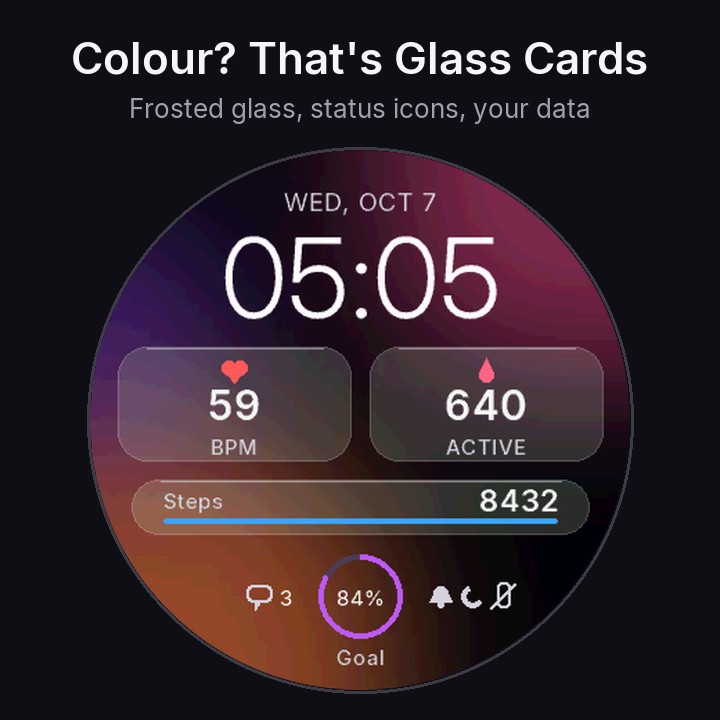 Glass Lite - Free Minimal AMOLED Watch Face · Screenshot 2