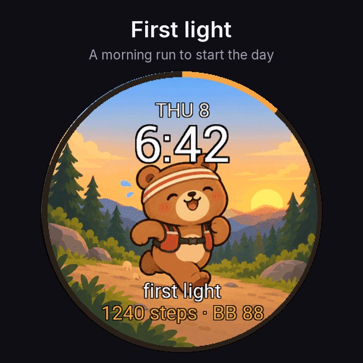 DayBear - Cute Bear Watch Face · Screenshot 1