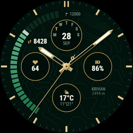 Isohypse Analog Lite - Topo Mountain Watch Face · Screenshot 0