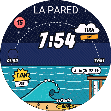 BreakFinder Comic Surf — Watch Face · Screenshot 0