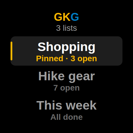 GKG – Keep lists on your watch · Screenshot 0