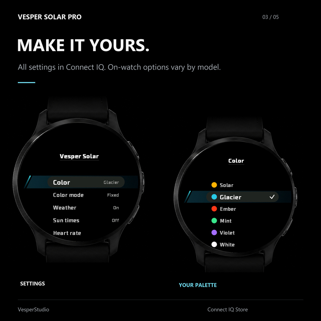 Vesper Solar Pro — clean digital watch face · Screenshot 2