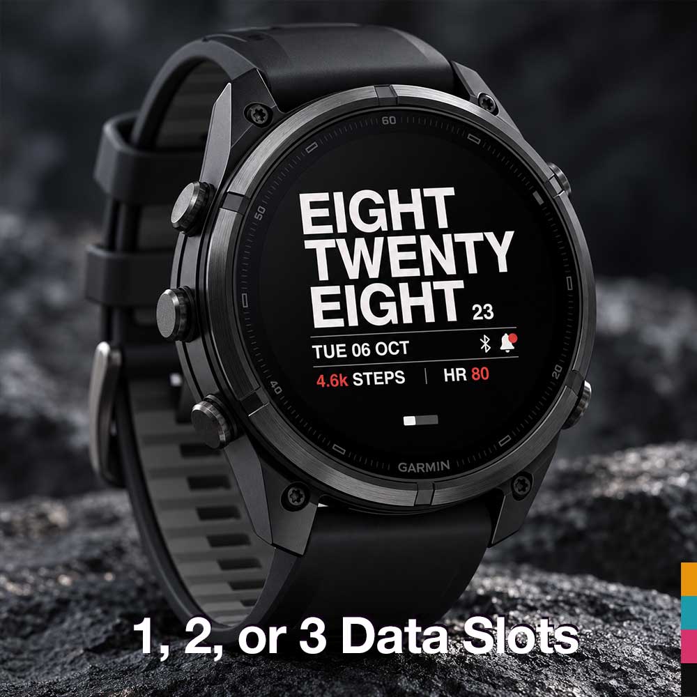 VERSAL PRO · Word Clock Watch Face with Data · Screenshot 0