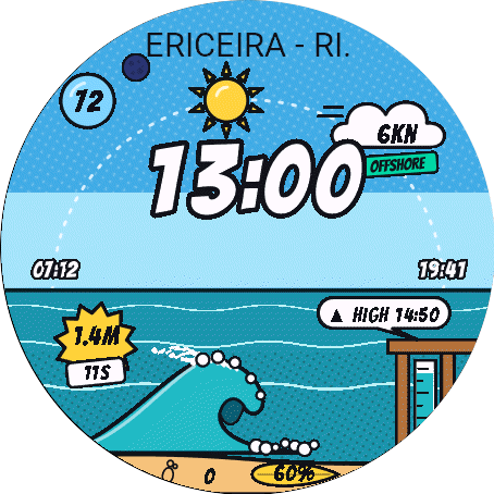 BreakFinder Comic Surf — Watch Face · Screenshot 1