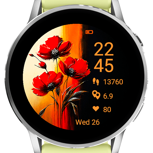 Red Poppy Art Watch Face G · Screenshot 3